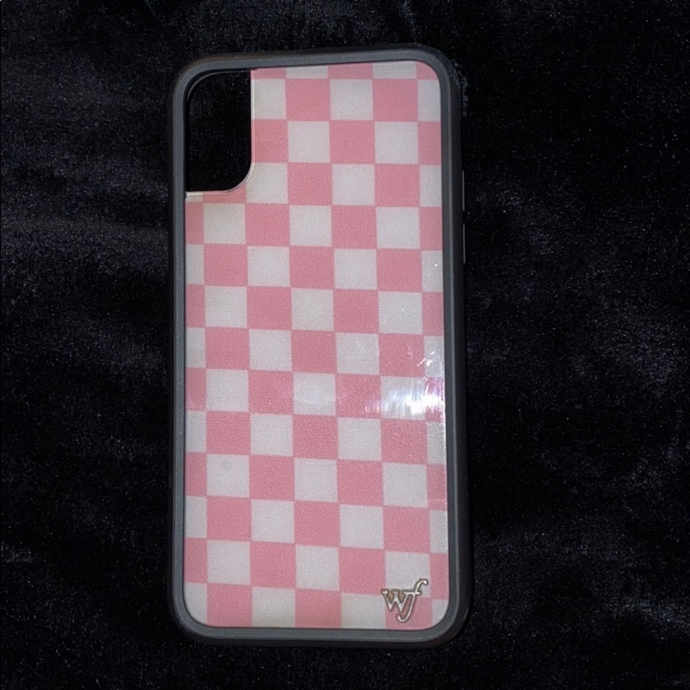 Wildflower pink checkered iPhone X case